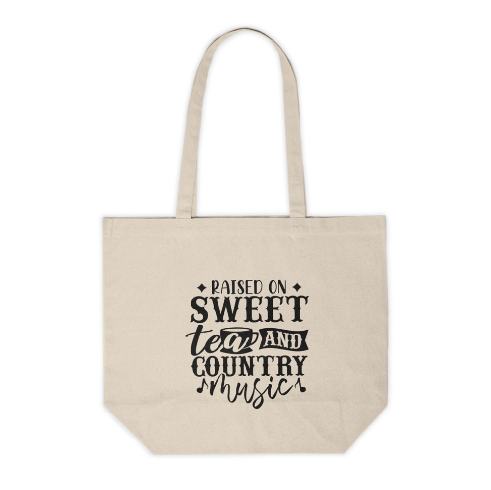 Raised On Sweet Tea And Country Music Custom Canvas Tote Bag